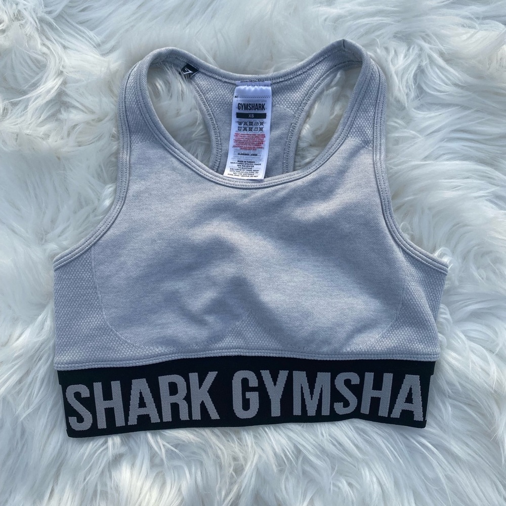 GYMSHARK light grey with black sports bra